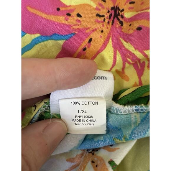 All For Color Robe And Capri Pants Set Colorful Floral Cotton Casual Vacation L - Picture 9 of 9